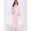 imageFlygo Womens Striped Pajama Sets 2 Piece Cotton Lounge Sets Button Down Top Straight Leg Pants with Pockets Y2K Pj SleepwearPink