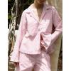 imageFlygo Womens Striped Pajama Sets 2 Piece Cotton Lounge Sets Button Down Top Straight Leg Pants with Pockets Y2K Pj SleepwearPink