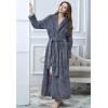 imageFlygo Womens Winter Fleece Plush Bathrobe Long Flannel Sleepwear BeltedGrey