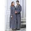 imageFlygo Womens Winter Fleece Plush Bathrobe Long Flannel Sleepwear BeltedGrey