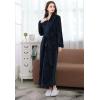 imageFlygo Womens Winter Fleece Plush Bathrobe Long Flannel Sleepwear BeltedNavy