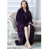 imageFlygo Womens Winter Fleece Plush Bathrobe Long Flannel Sleepwear BeltedPurple