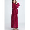 imageFlygo Womens Winter Fleece Plush Bathrobe Long Flannel Sleepwear BeltedWine Red
