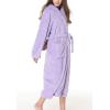 imageFlygo Womens Winter Warm Plush Flannel Long Bath Robe Sleepwear with HoodLilac