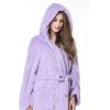 imageFlygo Womens Winter Warm Plush Flannel Long Bath Robe Sleepwear with HoodLilac