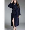 imageFlygo Womens Winter Warm Plush Flannel Long Bath Robe Sleepwear with HoodNavy
