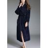 imageFlygo Womens Winter Warm Plush Flannel Long Bath Robe Sleepwear with HoodNavy