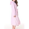 imageFlygo Womens Winter Warm Plush Flannel Long Bath Robe Sleepwear with HoodPink