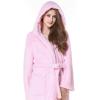 imageFlygo Womens Winter Warm Plush Flannel Long Bath Robe Sleepwear with HoodPink