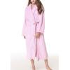 imageFlygo Womens Winter Warm Plush Flannel Long Bath Robe Sleepwear with HoodPink