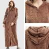 imageFlygo Womens Zip Up Hooded Bathrobe Long Plush Flannel Fleece Robe Housecoat Sleepwear Dressing GownCoffee