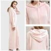 imageFlygo Womens Zip Up Hooded Bathrobe Long Plush Flannel Fleece Robe Housecoat Sleepwear Dressing GownPink