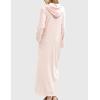 imageFlygo Womens Zip Up Hooded Bathrobe Long Plush Flannel Fleece Robe Housecoat Sleepwear Dressing GownPink