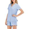 imageFlygo 2 Piece Short Nightwear Classic Short Sleeve Maternity ampamp Nursing Confinement Pajamas Pajama Set WomenLightblue