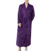 imageFlygo Adults Zip Up Warm Plush Flannel Fleece Robe Housecoat Sleepwear Dressing Gown Bathrobe for Men WomenPurple 01