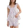 imageFlygo Floral Pajama Sets for Women 2 Piece Lounge Set Ruffle Cami Top and Shorts Pj Set SleepwearLightPurpleM