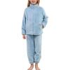 imageFlygo Girls Fuzzy Pants Sets Kid 2 Piece Winter Fleece Outfits Stand Collar Zip Up Sweatshirts Fluffy Sweatpants with PocketsBlue