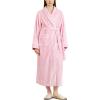imageFlygo Long Robes for Women Plush Fleece Bathrobes Warm Winter Flannel Fluffy Bath Robe Sleepwear Housecoat Full LengthPink