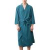 imageFlygo Mens Lightweight Waffle Weave Bathrobes SleepwearDark Green