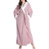imageFlygo Plush Fleece Robe for Women Soft Warm Full Length Long Hooded Bathrobe with Hood Luxury Warm HousecoatsPinkM