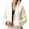 imageFlygo Womens Cropped Cardigan Sweater Oversized Shawl Lapel 2025 Fall Fashion Open Front Sweater Jacket Knit OutwearBeige