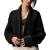imageFlygo Womens Cropped Cardigan Sweater Oversized Shawl Lapel 2025 Fall Fashion Open Front Sweater Jacket Knit OutwearBlack