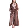 imageFlygo Womens Fleece Flannel Sleepwear Long Plush Bath RobeCoffee