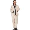 imageFlygo Womens Fluffy Pajama Sets Plush Fleece Tops Pants Loose Fuzzy Sleepwear LoungewearBeige