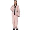 imageFlygo Womens Fluffy Pajama Sets Plush Fleece Tops Pants Loose Fuzzy Sleepwear LoungewearPink