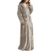 imageFlygo Womens Fuzzy Plush Long Hooded Robe Full Length Flannel Fleece Bathrobe Warm HousecoatOlive Grey