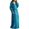 imageFlygo Womens Fuzzy Plush Long Hooded Robe Full Length Flannel Fleece Bathrobe Warm HousecoatTurquoise