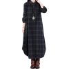 imageFlygo Womens Long Sleeve Button Plaid Long Shirt Loose Casual Midi Dress SleepwearGreen