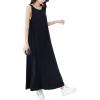 imageFlygo Womens Sleeveless Long Nightgown Summer Full Slips Sleep Dress Soft Sleepshirts Chemise Sleepwear Lounge DressesBlack
