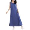 imageFlygo Womens Sleeveless Long Nightgown Summer Full Slips Sleep Dress Soft Sleepshirts Chemise Sleepwear Lounge DressesBlue