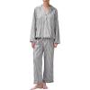 imageFlygo Womens Striped Pajama Sets 2 Piece Cotton Lounge Sets Button Down Top Straight Leg Pants with Pockets Y2K Pj SleepwearBlack