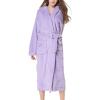imageFlygo Womens Winter Warm Plush Flannel Long Bath Robe Sleepwear with HoodLilac