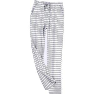 imageFlygo Womens Striped Cotton Pajama Pants Drawstring Loose Yoga Workout Pant with PocketsGrey