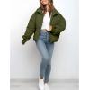 imageFlygo Winter Cropped Puffer Jacket Coats for Women 2025 Short Warm Quilted Jackets Outerwear with PocketsArmygreen
