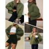 imageFlygo Winter Cropped Puffer Jacket Coats for Women 2025 Short Warm Quilted Jackets Outerwear with PocketsArmygreen