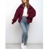 imageFlygo Winter Cropped Puffer Jacket Coats for Women 2025 Short Warm Quilted Jackets Outerwear with PocketsBurgundy