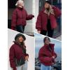 imageFlygo Winter Cropped Puffer Jacket Coats for Women 2025 Short Warm Quilted Jackets Outerwear with PocketsBurgundy