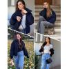 imageFlygo Winter Cropped Puffer Jacket Coats for Women 2025 Short Warm Quilted Jackets Outerwear with PocketsNavy