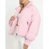 imageFlygo Winter Cropped Puffer Jacket Coats for Women 2025 Short Warm Quilted Jackets Outerwear with PocketsPink