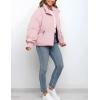 imageFlygo Winter Cropped Puffer Jacket Coats for Women 2025 Short Warm Quilted Jackets Outerwear with PocketsPink