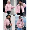imageFlygo Winter Cropped Puffer Jacket Coats for Women 2025 Short Warm Quilted Jackets Outerwear with PocketsPink