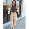 imageFlygo Womens Corduroy Pants Mid Rise Corduroy Barrel Pants Wide Leg Elastic Waist Cord Pants Casual Baggy TrousersBeigeL