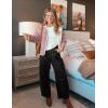 imageFlygo Womens Corduroy Pants Mid Rise Corduroy Barrel Pants Wide Leg Elastic Waist Cord Pants Casual Baggy TrousersBlack