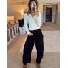imageFlygo Womens Corduroy Pants Mid Rise Corduroy Barrel Pants Wide Leg Elastic Waist Cord Pants Casual Baggy TrousersBlack