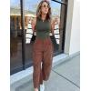 imageFlygo Womens Corduroy Pants Mid Rise Corduroy Barrel Pants Wide Leg Elastic Waist Cord Pants Casual Baggy TrousersBrown
