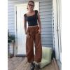 imageFlygo Womens Corduroy Pants Mid Rise Corduroy Barrel Pants Wide Leg Elastic Waist Cord Pants Casual Baggy TrousersBrownXL